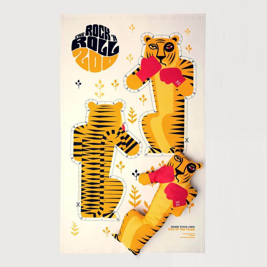 Rock and Roll Zoo tea towel